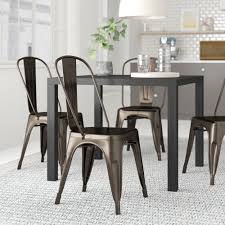 Zimtown 3 piece dining set compact 2 chairs and table set with metal frame and shelf storage bistro pub breakfast space saving for apartment and kitchen. Metal Kitchen Dining Chairs You Ll Love In 2021 Wayfair