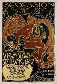 Koloman Moser Fifth Vienna Secession Exhibition Poster 1899 A Metallic Gold Bronze Figure And Olive G Art Nouveau Poster Art Nouveau Illustration Poster Art