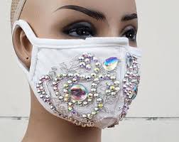 Cotton Mask Holographic Rhinestone Dust Mask Burning Man Etsy In 2020 Mouth Mask Fashion Rave Mask Dust Mask Fashion