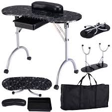 Costway Black Manicure Nail Table Portable Station Desk Spa Beauty Salon Equipment Walmart Com Manicure Table Beauty Salon Equipment Portable Manicure Table