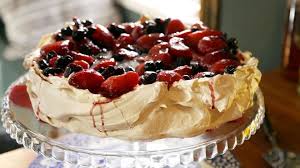 Spiced Pavlova With Plums And Cherries Recipe Pavlova Desserts Pavlova Recipe