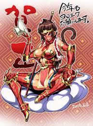 koyanagi royal, sun wukong, journey to the west, absurdres, highres, 10s,  1girl, 2016, armor, cloud, eyeshadow, female focus, genderswap, genderswap  (mtf), makeup, monkey girl, solo, staff, thighhighs - Image View - |