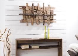 Etagere double niveaux en bois angulaire. Decoration Murale En Teck Bois Flotte Modele N 10 120x70x9cm Polo Decorations Murales Pier Import