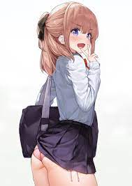 1girls ass blush female kaisen chuui looking at viewer panties pantyshot  pantyshot (standing) presenting school uniform schoolgirl side-tie panties  skirt skirt caught on object smile solo thighs v 