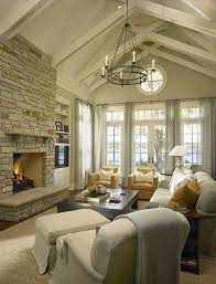 Bathrooms, basements, and wine rooms all benefit from the added elegance of a vaulted ceiling. 17 Charming Living Room Designs With Vaulted Ceiling Farmhouse Style Living Room Decor Farmhouse Style Living Room French Country Living Room