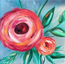 Title Peach Ranunculus I Painted This Myself Using Vibrant Pinks And Corals In A Modern I Flower Painting Canvas Floral Paintings Acrylic Ranunculus Painting
