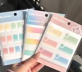 3pcs Cartoon Gradient Color Index Stickers Transparent Subject 270 Pages  Sticky Note Paper Sticky Notes Strong * Quick Drying