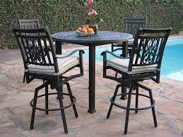 Heaven Collection Outdoor Cast Aluminum Patio Furniture 5 Piece Bar Stool 48 Table Set Wit Aluminum Patio Furniture Cast Aluminum Patio Furniture Patio Chairs