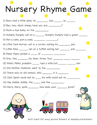 316 nursery rhymes trivia questions & answers : Free Printable Baby Shower Nursery Rhyme Game