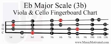 Eb Major Scale Charts For Violin Viola Cello And Double