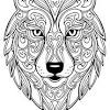 Coloriage mandala loup difficile complexe beau loup. 1