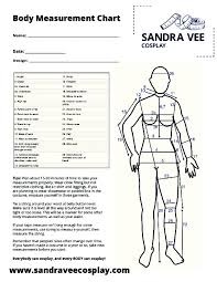 Body Measurement Chart Sandra Vee Cosplay