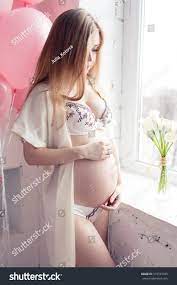 Beautiful Pregnant Blonde Girl Underwear Stock Photo Edit Now 375787459