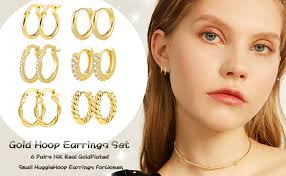 14K Gold Huggie Earrings Small Gold Hoop Earrings Set for Women  Hypoallergenic Lightweight Gold Huggie Hoop Earrings for Women（6 Pairs） :  Amazon.ca: Clothing, Shoes & Accessories