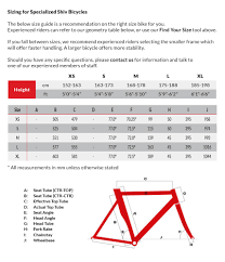 Proper Specialized Shiv Sizing Specialized Size Chart 2018