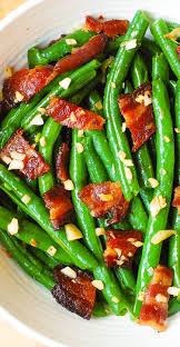 Garlic And Bacon Green Beans Sauteed In Olive Oil And Butter Ketogenic Side Dishes Low Carb Side Dishes Thanksgiving Side Dishes