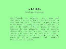 Parafrasi e analisi della poesia. Parafrasi Della Poesia Alla Sera Poesie Poesie