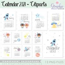 Calendar 2021 Calendar 2021 Clipart Commercial Use Month Etsy In 2020 Clip Art Printable Calendar Digital Alphabet