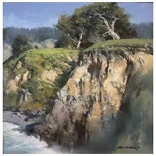 Tom Nicholas Landscape Oil Painting, Mendocino Cliffs CA