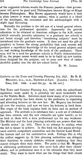 The environmentalist belief that town planning could improve the quality of city life was widely accepted after 1945. Lectures On The Town And Country Planning Act 1947 By R E Megarry M A Ll B Barrister At Law London Stevens Sons Ltd 1949 X And 124 Pp 9s 6d Net The Cambridge Law