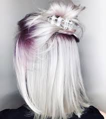 Thankfully, purple shampoo exists to help you avoid this mess—the purple pigments in the formula cancel out brassy tones in your hair to keep it looking bright and fresh. Picture Of Icy Blonde Hair With Purple Roots Will Catch Everybody S Eye