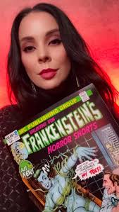 Horror actress, writer, producer, director, and Indie Horror Junkie, Aimee  Rolfsen was seen with a copy of "Valentina Von Frankenstein's Horror  Shorts." When asked what she thought of the magazine, she said, "