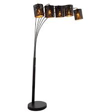 Stehleuchte Textilschirm Schwarz Gold H 200 Cm Tuxon Etc Shop