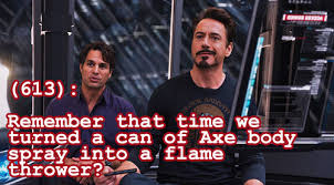 Texts From The Avengers Probably The Only Good Use For Axe Tony You Re A Genius Avengers Avengers Texts Science Bros