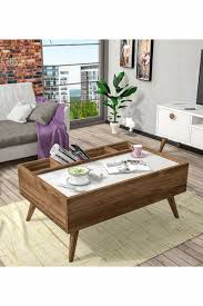 The oval tabletop is available in different finishes so you can find a table that best fits your style. Ankara Mobilya Bena Furniture Asian Walnut White Coffee Table Bena703cb 144 750 Id