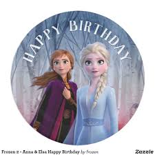 Frozen 2 Anna Elsa Happy Birthday Paper Plate Zazzle Com Paper Plates Birthday Disney Frozen Birthday Party Disney Frozen Birthday