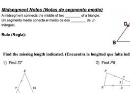 Worksheets are midsegment of a triangle date period, practice a the triangle midsegment theorem, 5 1 midsegments of triangles, 5 2 midsegments of triangle, midsegments, correctionkeynl aca a 8 4 do not edit changes must be, 4 angles in a triangle, midsegments bisectors medians and altitudes. Midsegment Of A Triangle Notes English And Spanish Tpt