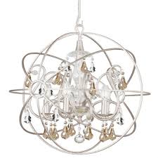 Solaris 5 Light Gold Crystal Silver Sphere Chandelier 2dmul 43rd Street Lighting Inc