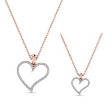Available in sets of two, three and four to be shared with the whole family. Diamond Heart Necklace For Mom Daughter In 18k Rose Gold Fascinating Diamonds