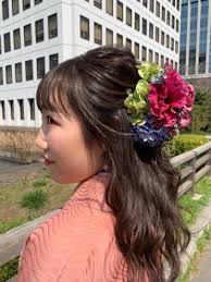 生花のヘアアクセ 大学卒業式
