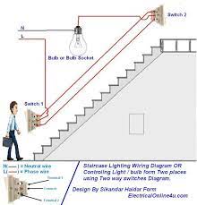 How To Control A Lamp Light Bulb From Two Places Using Two Way Switches For Staircase Lighting Circuit Elektroprovodka Elektricheskie Rozetki Vyklyuchateli Sveta