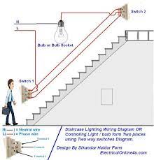 All electrical pages are for information only! How To Control A Lamp Light Bulb From Two Places Using Two Way Switches For Staircase Lighting Circuit Elect Kabel Listrik Sakelar Lampu Lampu Tenaga Surya