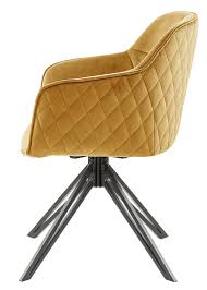 Preise vergleichen und bequem online bestellen! Stuhl Senfgelb Samt Schwarz Metall Drehbar Mit Armlehne Dunord