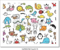 Freeart Fa29052780 Childrens Drawings Animal Doodles Drawing For Kids