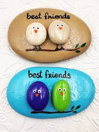 Best Friends Pebble Art Painted Rock Pebble Art With Birds Two Birds On A Branch Friendship Gift Friends Forever Painted Rocks Kids Painted Rocks Craft Rock Painting Patterns