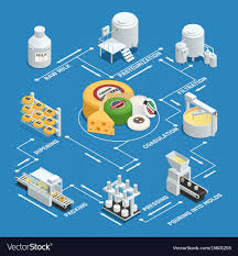 Cheese Production Factory Isometric Flowchart