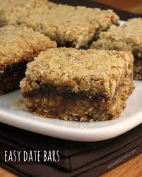 Easy Date Bars Recipe Desserts Dessert Recipes Oatmeal Bars