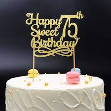 See more ideas about 75th birthday parties, 75th birthday invitations, birthday invitations. Gold Happy Sweet 75th Birthday Cake Topper Gold Paper Cake Topper 75th Birthday Party Decoration Cellebration 75th Birthday Anniversary Party Cake Topper Amazon In Grocery Gourmet Foods