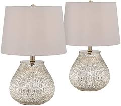 Lampsplus.com has been visited by 100k+ users in the past month Zax Country Cottage Small Accent Table Lamps 19 1 2 High Set Of 2 Silver Mercury Glass Teardrop Gray Fabric Drum Shade Decor For Bedroom House Bedside Nightstand Home Office 360 Lighting Amazon Com