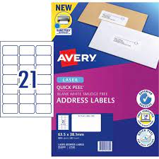 Browse a large collection of free, printable label templates for microsoft word. Avery Quick Peel Laser Labels L7160 White 21 Per Sheet Officemax Nz