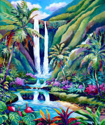 Paradise Falls Back To Nature By John Clark Waterfall Art Waterfall Paintings Paradise Falls