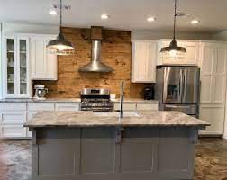 Maybe you would like to learn more about one of these? Stone Creek By Mitch Ginn Industrial Farmhouse Kitchen With Gray Painted Island White Perimeter Industrial Chic Kitchen Chic Kitchen Farmhouse Style Kitchen