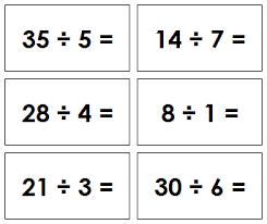 Division Equation Slips Math Operations Math Work Division