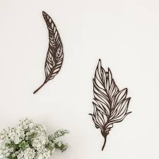 wall decor set of 2 metal feather