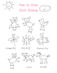 How To Draw Stick Animals Pdf Kindergarten Art Art For Kids Drawing Lessons