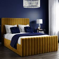 Aanny designs lychee modern yellow pouf ottoman rest your feet, have an extra little seat for the kids, or simply decorate your room with a bit of color with this fun puffy pouf. Khloe Velvet Double Ottoman Bed In Mustard Yellow Furniture123